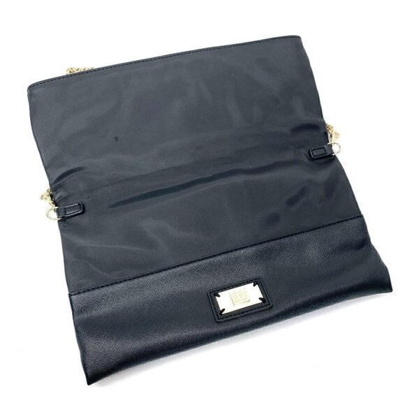 Geox Three Way Convertible Clutch Fold Over Shoulder Crossbody Bag - Black - Picture 6 of 15